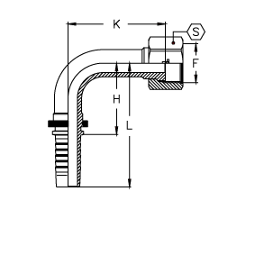 ORFS Внутренняя резьба угол 90° укороченный ORFS Внутренняя резьба угол 90° укороченный