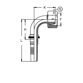 DKO-S CS внутр. резьба конус 24° O'RING угол  90°