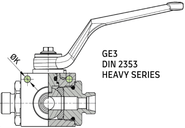 Кран шаровый метрика, DIN 2353 HEAVY SERIES, схема L Кран шаровый метрика, DIN 2353 HEAVY SERIES, схема L