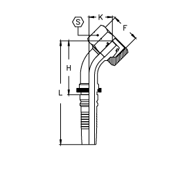 DKO-S CS внутр. резьба конус 24° O'RING угол  45