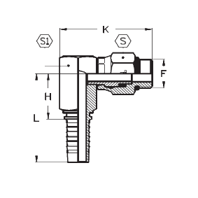 SAE Наружная резьба O-RING BOSS 90 град. поворотный SAE Наружная резьба O-RING BOSS 90 град. поворотный