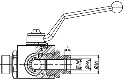 Кран шаровый метрика, DIN 2353 LIGHT SERIES, схема L Кран шаровый метрика, DIN 2353 LIGHT SERIES, схема L