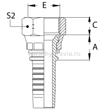 Фитинги для РВД JIC внутренняя резьба - конус 37° - предварительно обжатая гайка