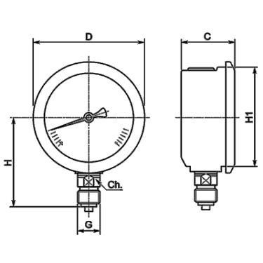 Манометр D63, нар. резьба 1/4 Манометр D63, нар. резьба 1/4